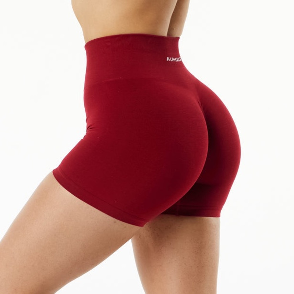 Alphalete amplify shorts in scarlet, size small